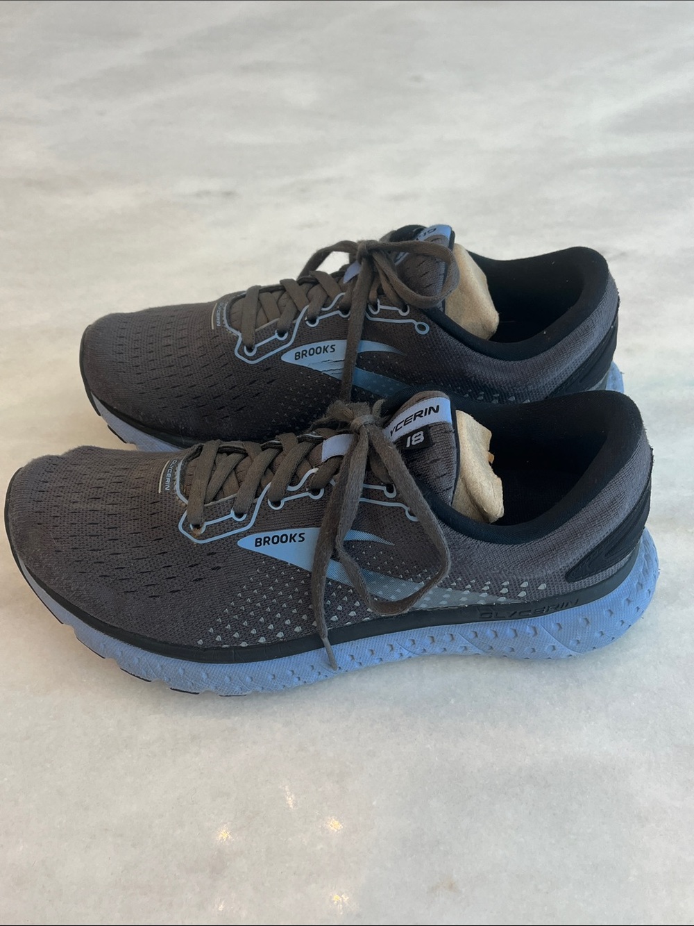 Brooks Glycerin 18 Women's Athletic Running Shoes Gray Blue Accents Size 9